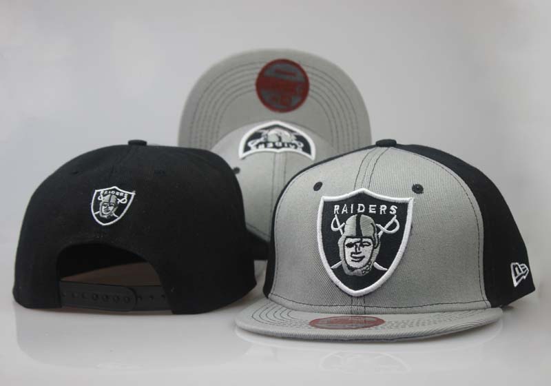 Raiders Fresh Logo Gray Black Adjustable Hat LT
